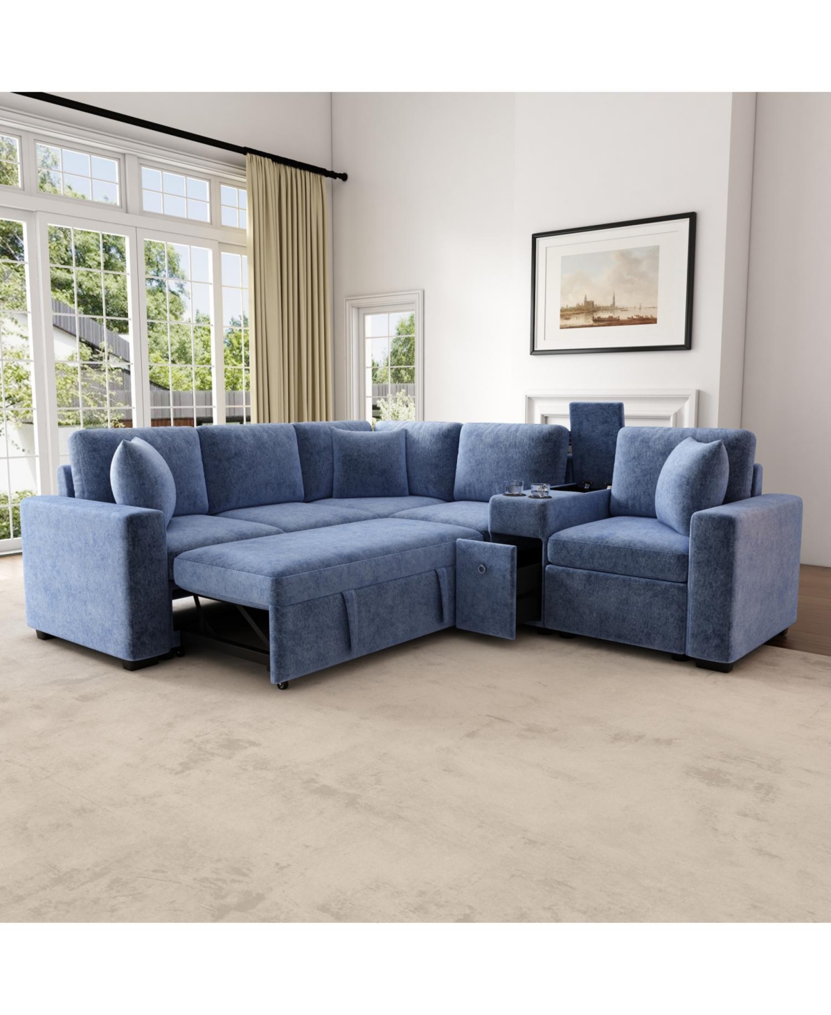 Streamdale Furniture L-Shaped Convertible Sofa Bed with Storage