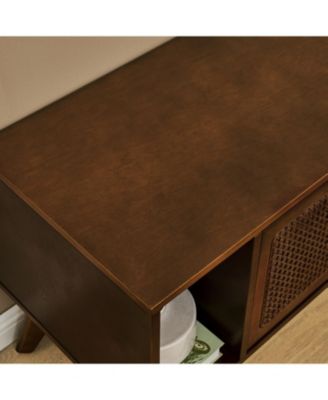 Rattan TV Stand for 75" TVs - Walnut