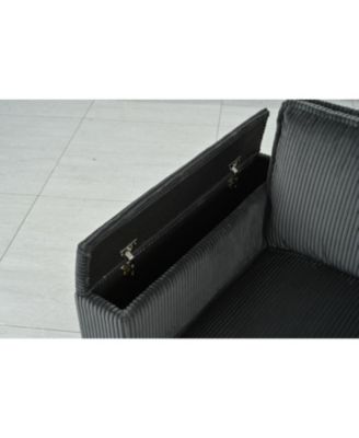 L-Shaped Corduroy Sofa w/ Storage USB & Console