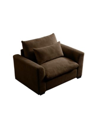 Brown Corduroy Deep Seat Accent Chair