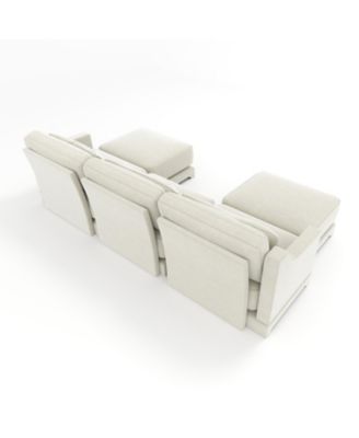 Beige Chenille 3-Seater Sofa with Ottomans