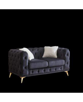 Streamdale Deluxe Velvet Chesterfield Sofa with Tufted Buttons, 2 Pillows