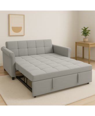 Streamdale Velvet Loveseat Sofa Bed - Gray Pull-Out Sleeper Couch