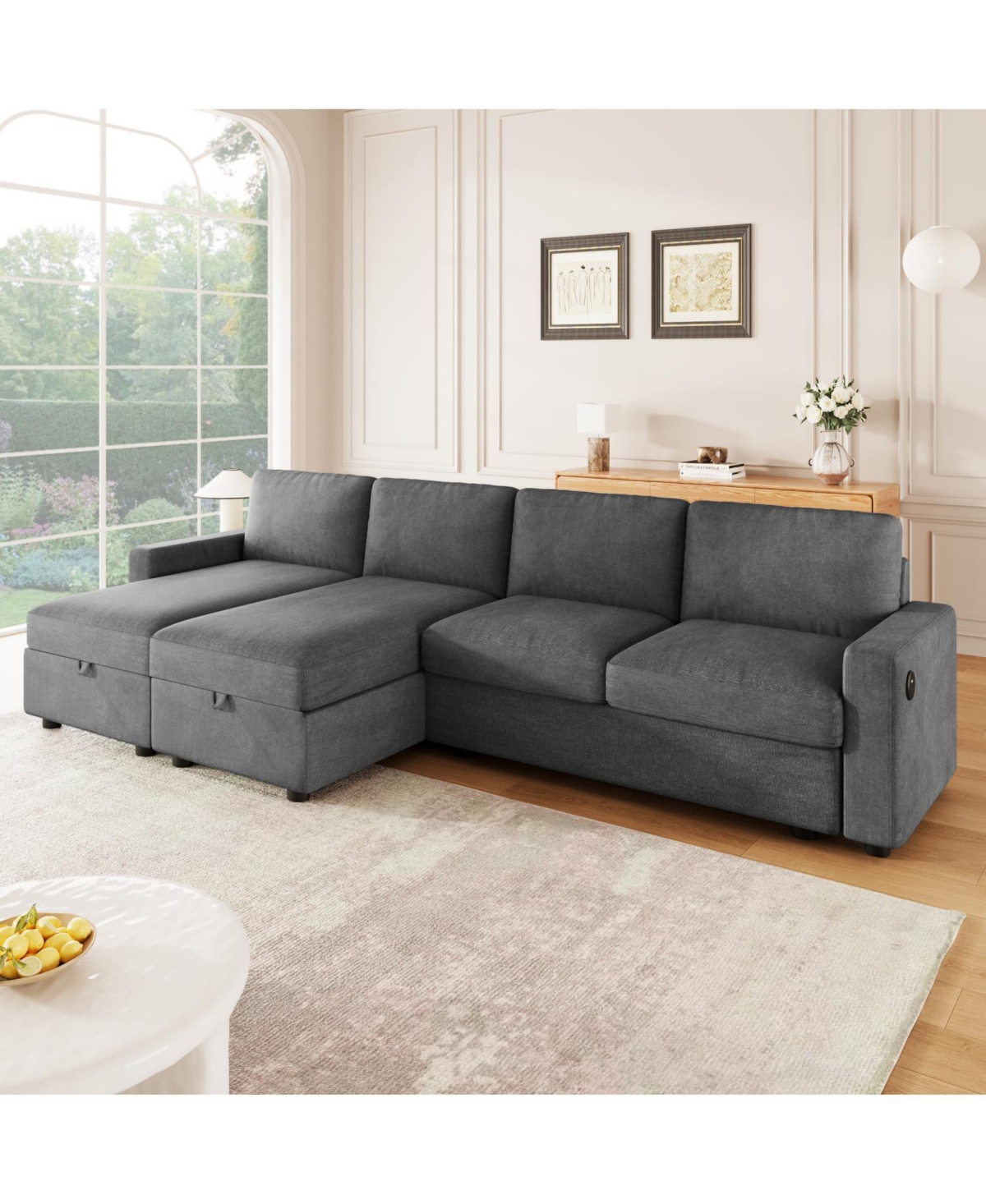 Streamdale Furniture + 103.9" + Fabric (assuming material is fabric) + Storage Chaise & Usb + Sectional Sofa