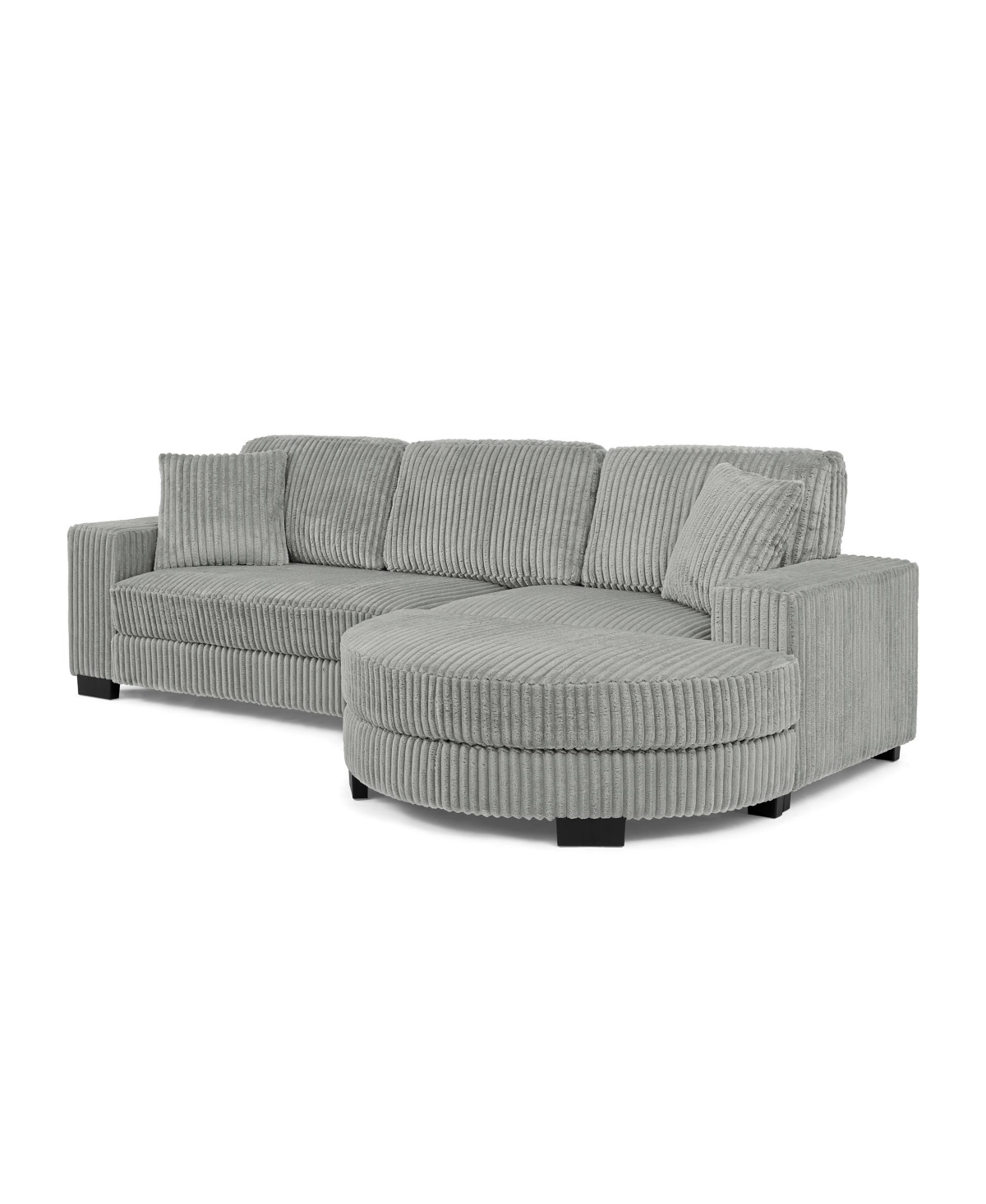 Streamdale Furniture Corduroy Tufted Sleeper Sectional Sofa, L-Shaped, Gray