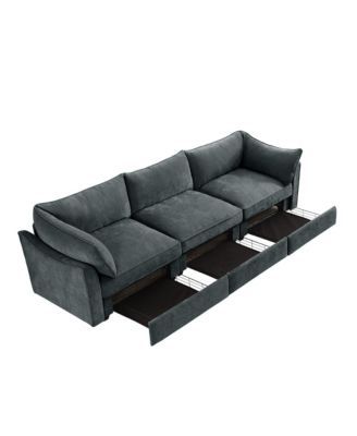 3-Seater Chenille Storage Drawers Sofa