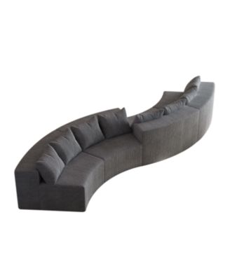 Corduroy Curved Sectional Sofa with 8 Pillows (4 Modules)