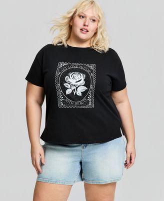 Trendy Plus Size Graphic Print Cotton T-Shirt
