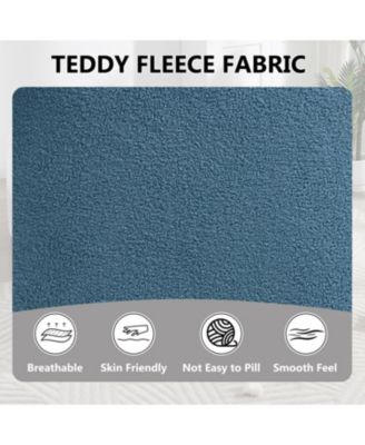  Swivel Teddy Fleece Comfy Chair with Pillow - Blue