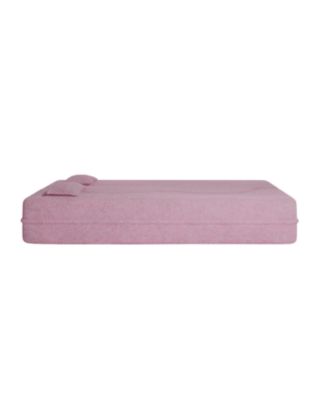 Streamdale Pink Teddy Fabric Convertible Floor Sofa Bed