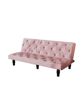 66" Pink Velvet Sofa Bed