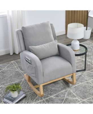 27.5" Modern Accent Rocker Armchair with Lumbar Pillow & Pockets