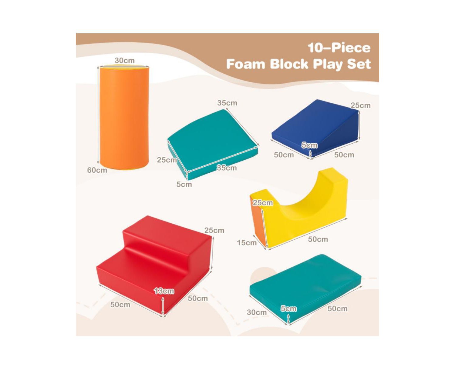 10 Piece Soft Foam Climbing Blocks Set