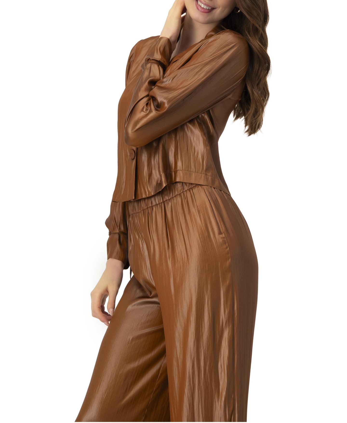 Женская рубашка Ivonne Two Button with Sleeve Ties, цвет: Коричневый — фото 3