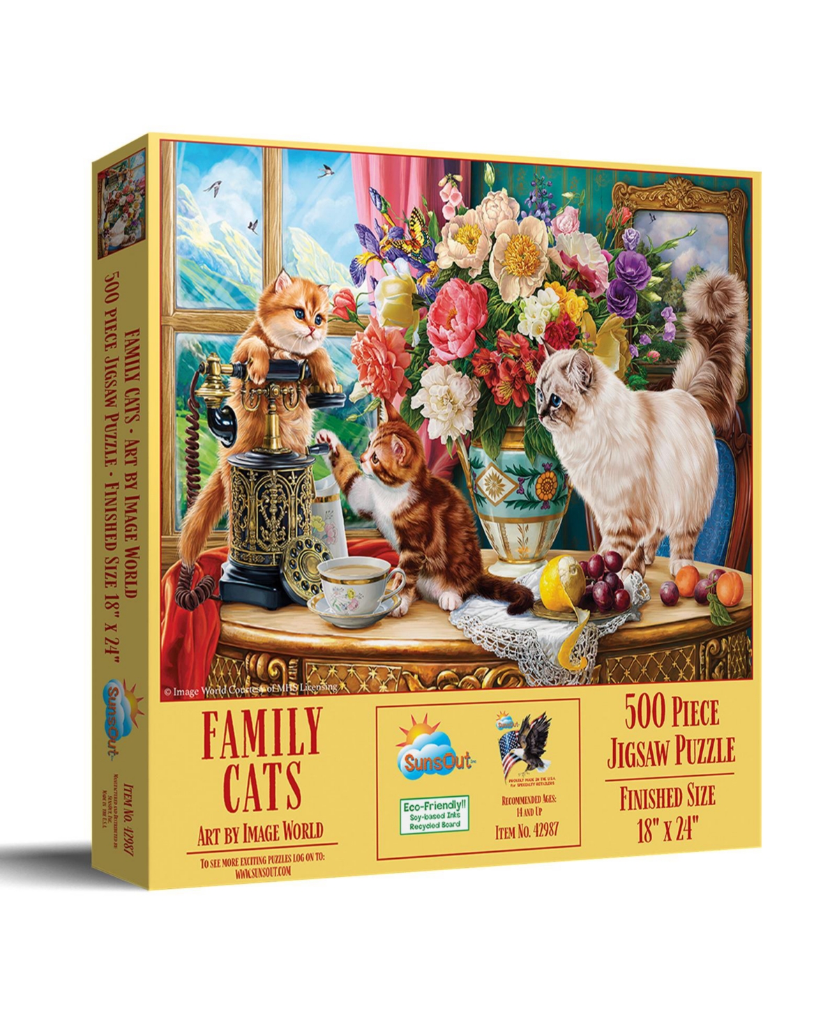 SunsOut Family Cats 500 piece Jigsaw Puzzle for Adults