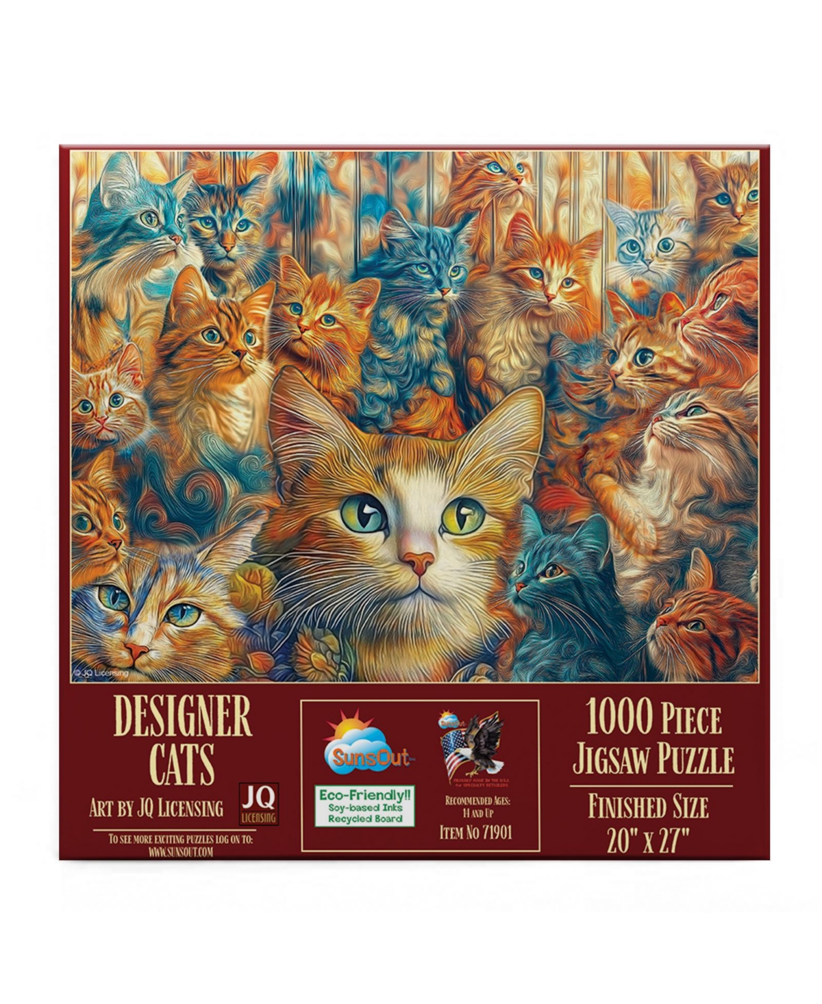 SunsOut Designer Cats 1000 piece Jigsaw Puzzle for Adults