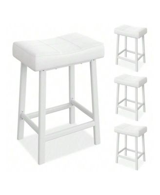 2-Piece Counter Height Bar Stool Set with Bonded Leather Upholstery for Kitchen Island or Dining Room