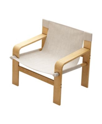 Oak Accent Lounge Chair - Washable Linen White