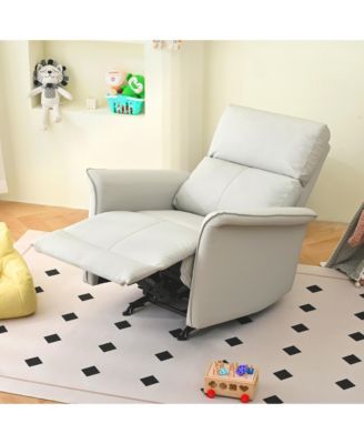  PU Leather Rocking Recliner Chair - Light Gray