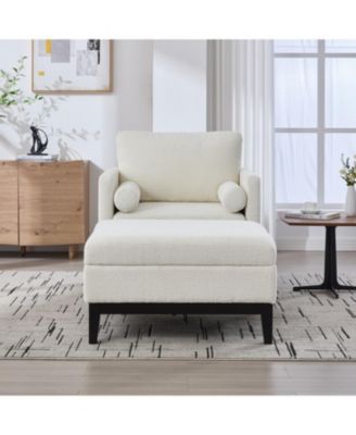 35.4" Farmhouse Upholstered Accent Chair with Ottoman & Coffee Table