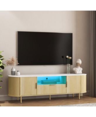 TV Cabinet with LED Lights & Storage for 55+ Inch TVs