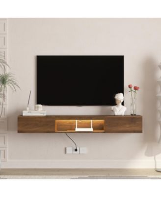 Floating TV Stand, 63" LED Wall Mounted Entertainment Center