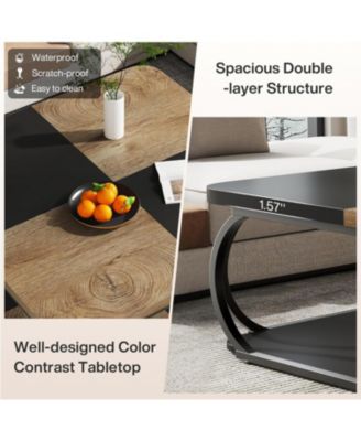 2-Tier Low Coffee Tables, with Metal Frame