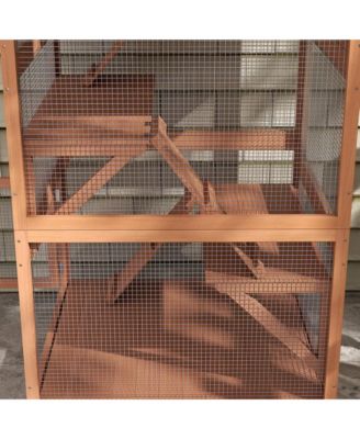 Catio, Outdoor Cat Enclosure House on Wheels with Hammock,