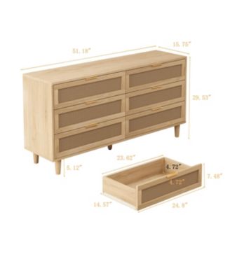 Modern Rattan Dresser with 6 Drawers and Ample Storage Space
