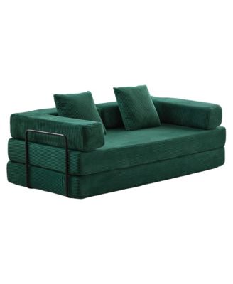 Corduroy Floor Sofa Bed - Dark Green