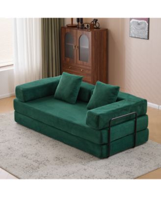 Corduroy Floor Sofa Bed - Dark Green