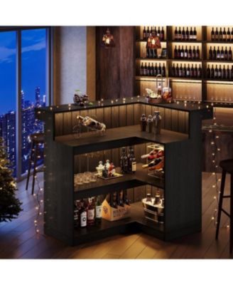 L-Shaped Home Bar Unit, 4 Storage Shelves