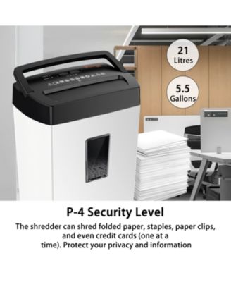 Crosscut Shredder, 12-sheet, P-4 Security, 5.5Gal Bin, Heavy-Duty, Shreds Paper, Credit Cards, Mail & Staples