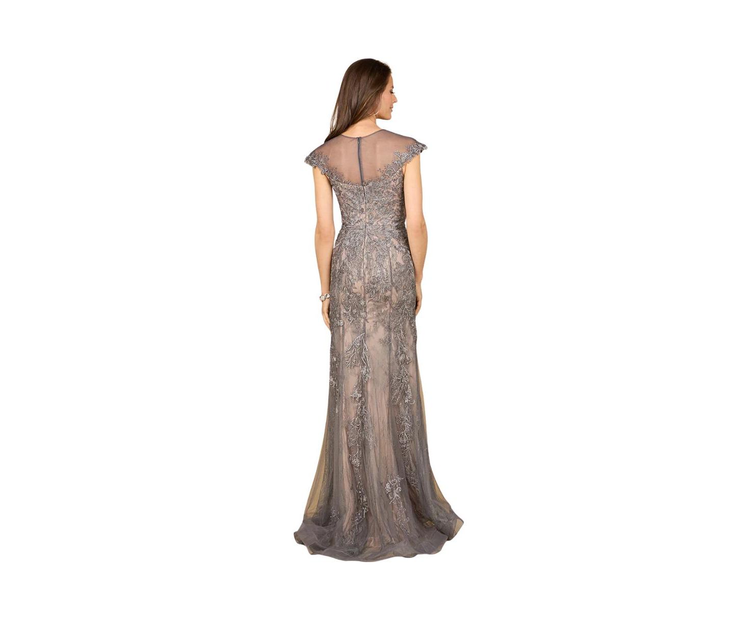 Женская кепка Lara Sheath Lace Gown with Cap Sleeves, цвет: Угольный — фото 2