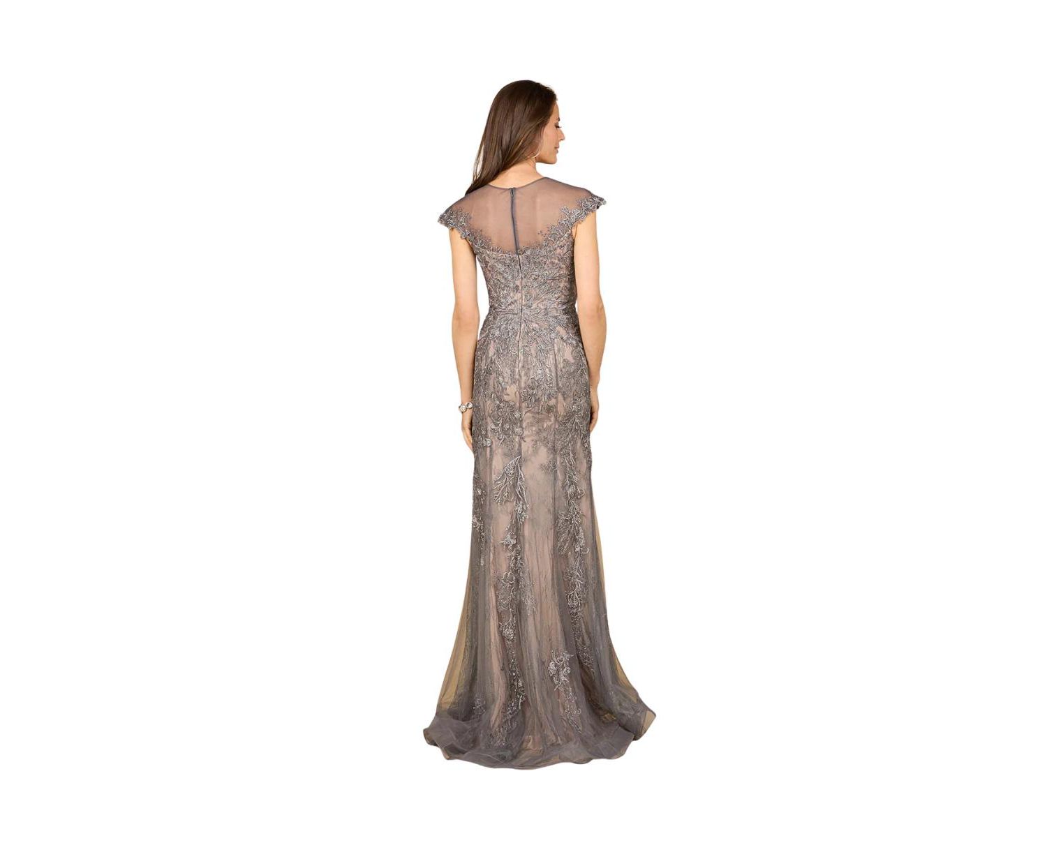 Women's Sheath Lace Gown with Cap Sleeves