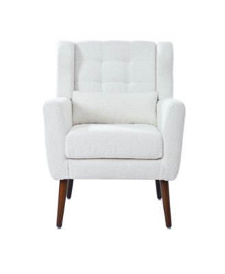 Streamdale Teddy Fabric Accent Chair for Home and Office (White)