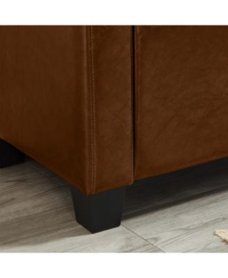 48" Storage Ottoman Bench - Tufted Faux Leather Brown