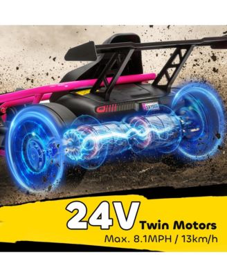 24V 8.1 MPH Electric Drift Kart for Kids with Dual Motors,