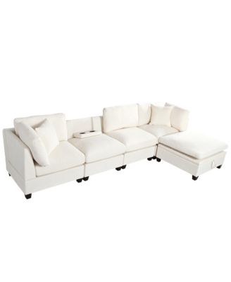 Modular Sofa with Ottoman & Cup Holders (5-Seater)