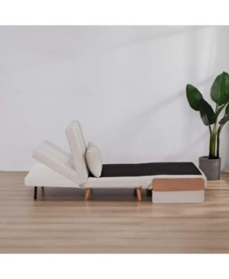 Foldable Linen Sofa Bed - Single, Adjustable Back, Space-Saving Sleeper