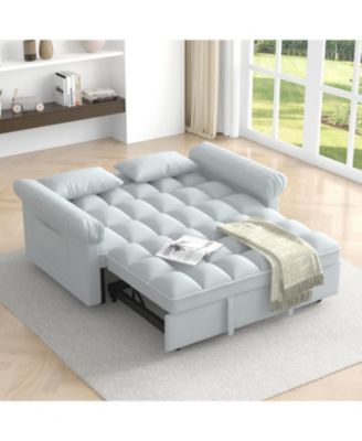 Loveseats Sofa Bed with Pull-out Bed, Adjsutable Back-Light grey