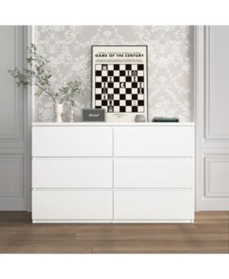 6 Drawer Storage Cabinet Wood Dresser Clothes Organizer White