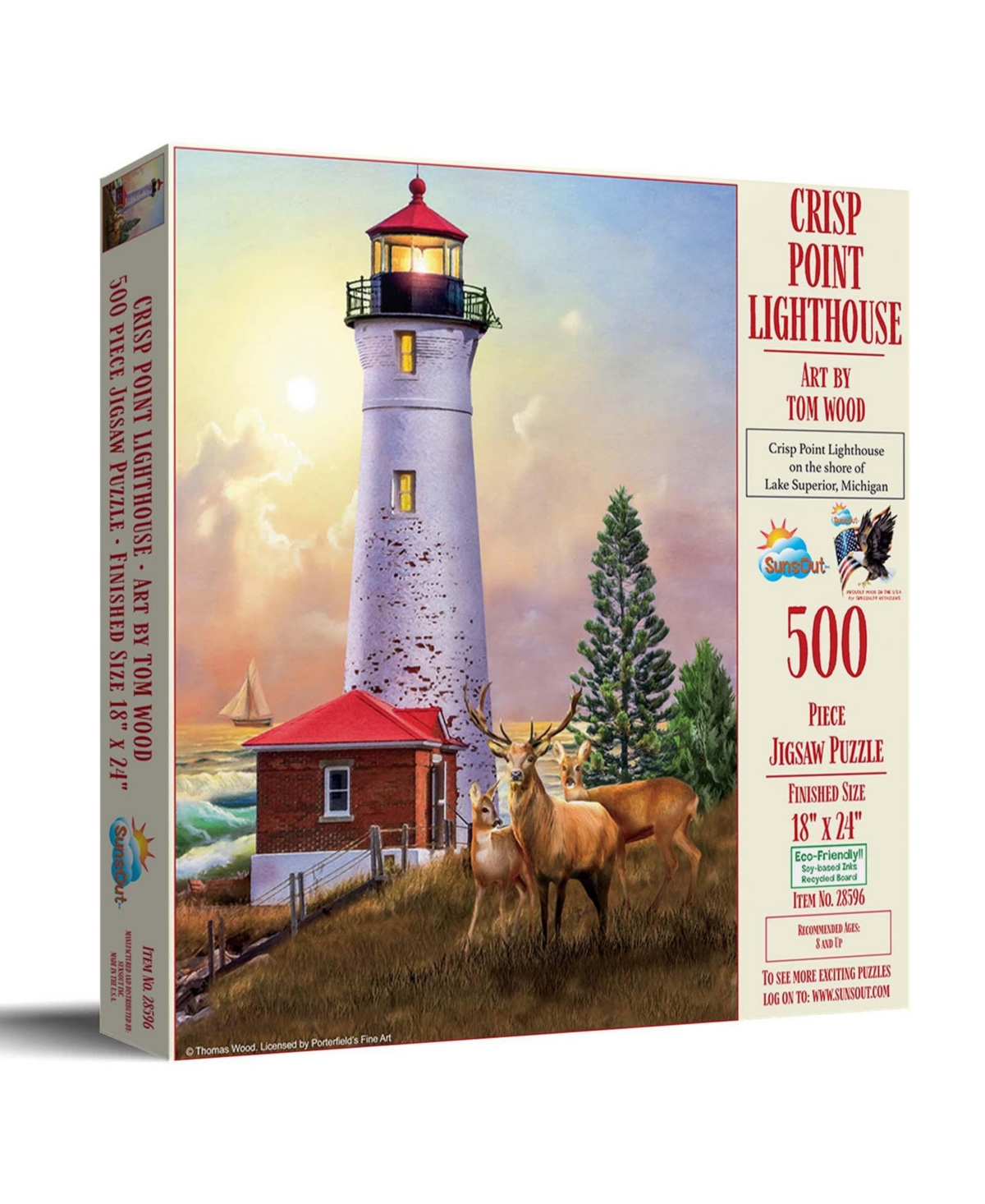 SunsOut Crisp Point Lighthouse 500 piece Jigsaw Puzzle for Adults