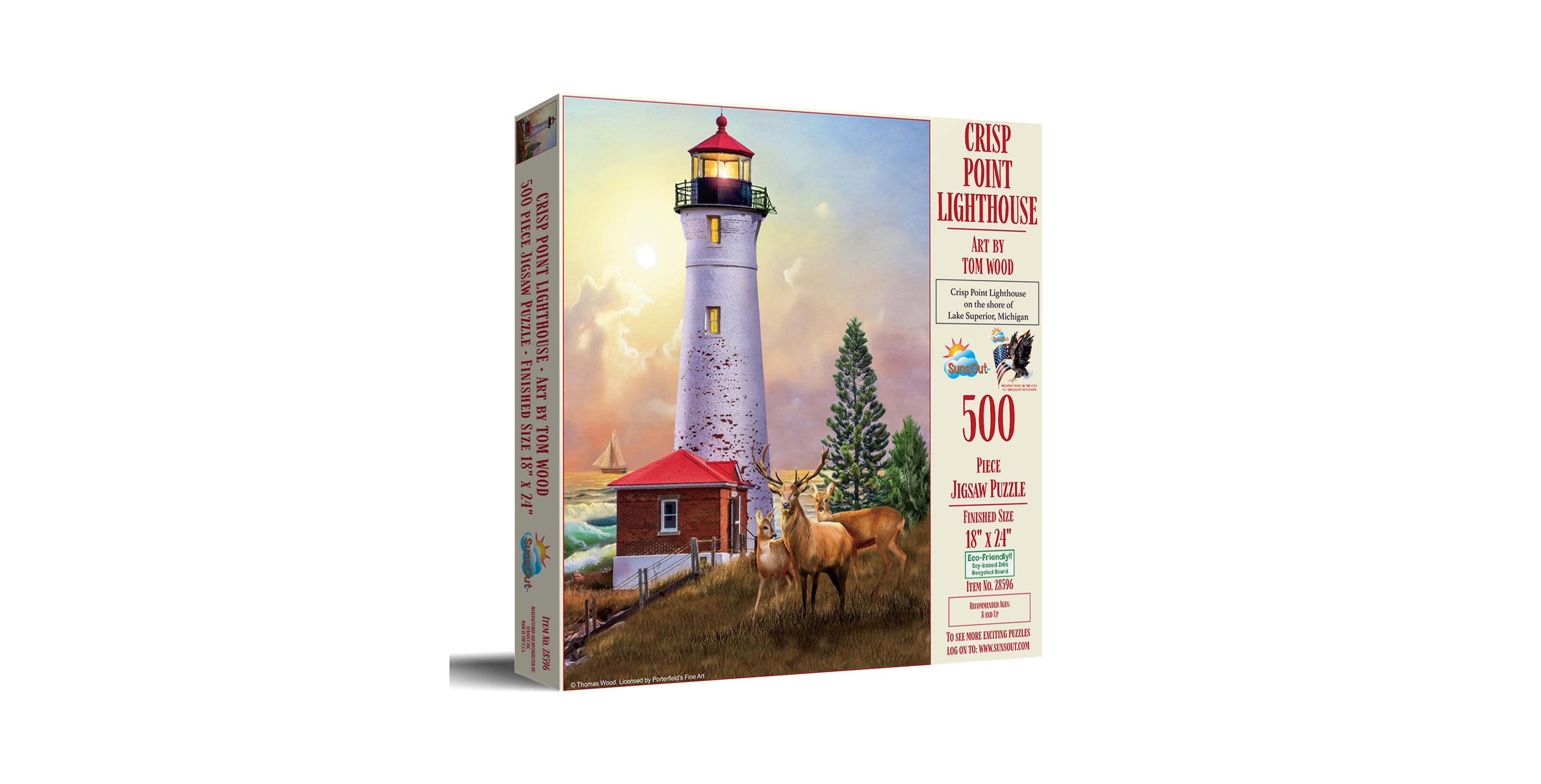 Sunsout Crisp Point Lighthouse 500-Piece Jigsaw Puzzle, Ages 15+