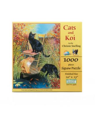 Cats and Koi 1000 piece Jigsaw Puzzle for Adults