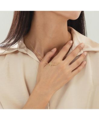 14k Gold Plated Elowen Horizontal Cross Necklace Holiday Gift Guide