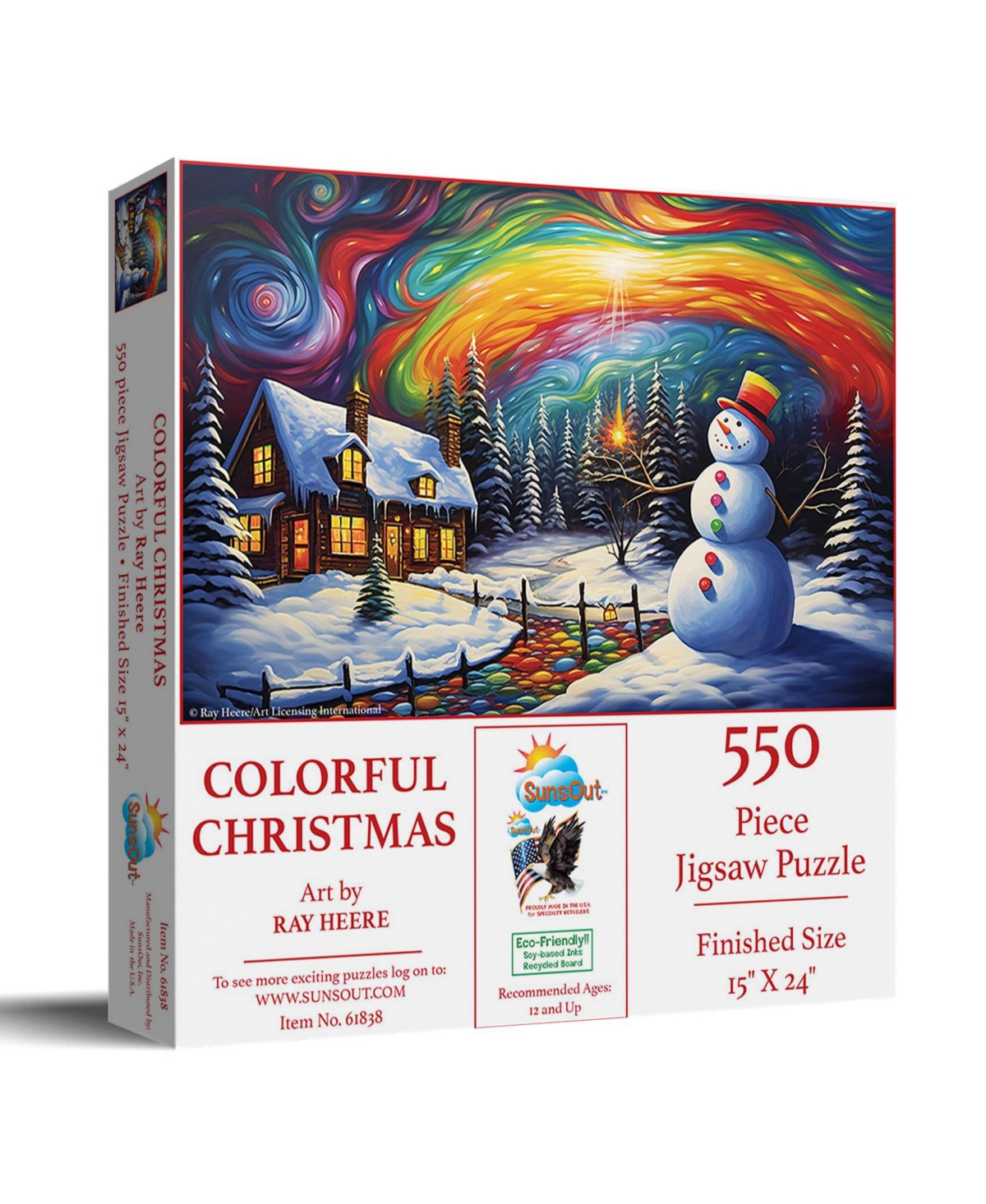 SunsOut Colorful Christmas 550 piece Jigsaw Puzzle for Adults