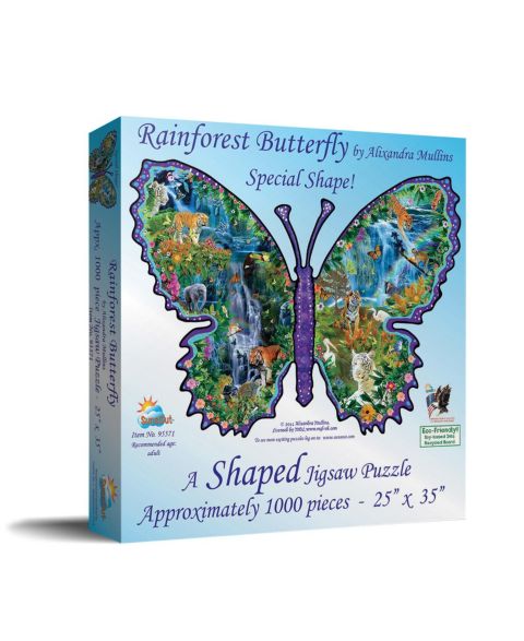 Детский пазл SunsOut Rainforest Butterfly 1000-Piece Special Shape Jigsaw Puzzle, Ages 15+