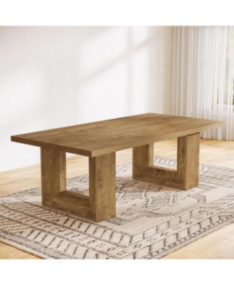 Farmhouse Dining Table for 6-8, 63-Inch Rectangle Kitchen Table with Strong Geometric Frame