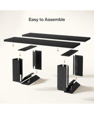 Farmhouse Dining Table for 6-8, 63-Inch Rectangle Kitchen Table with Strong Geometric Frame